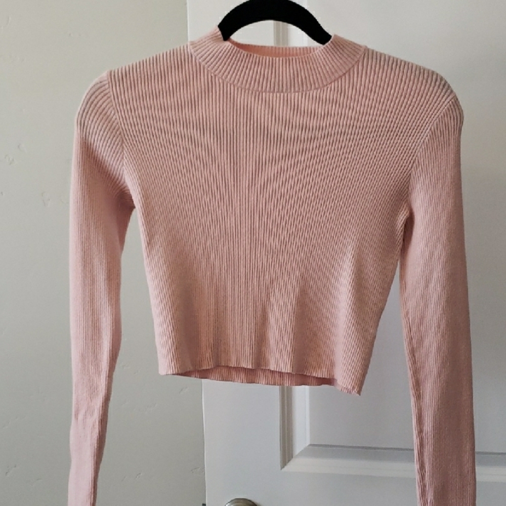 Elegant Pink Ribbed Women's Top